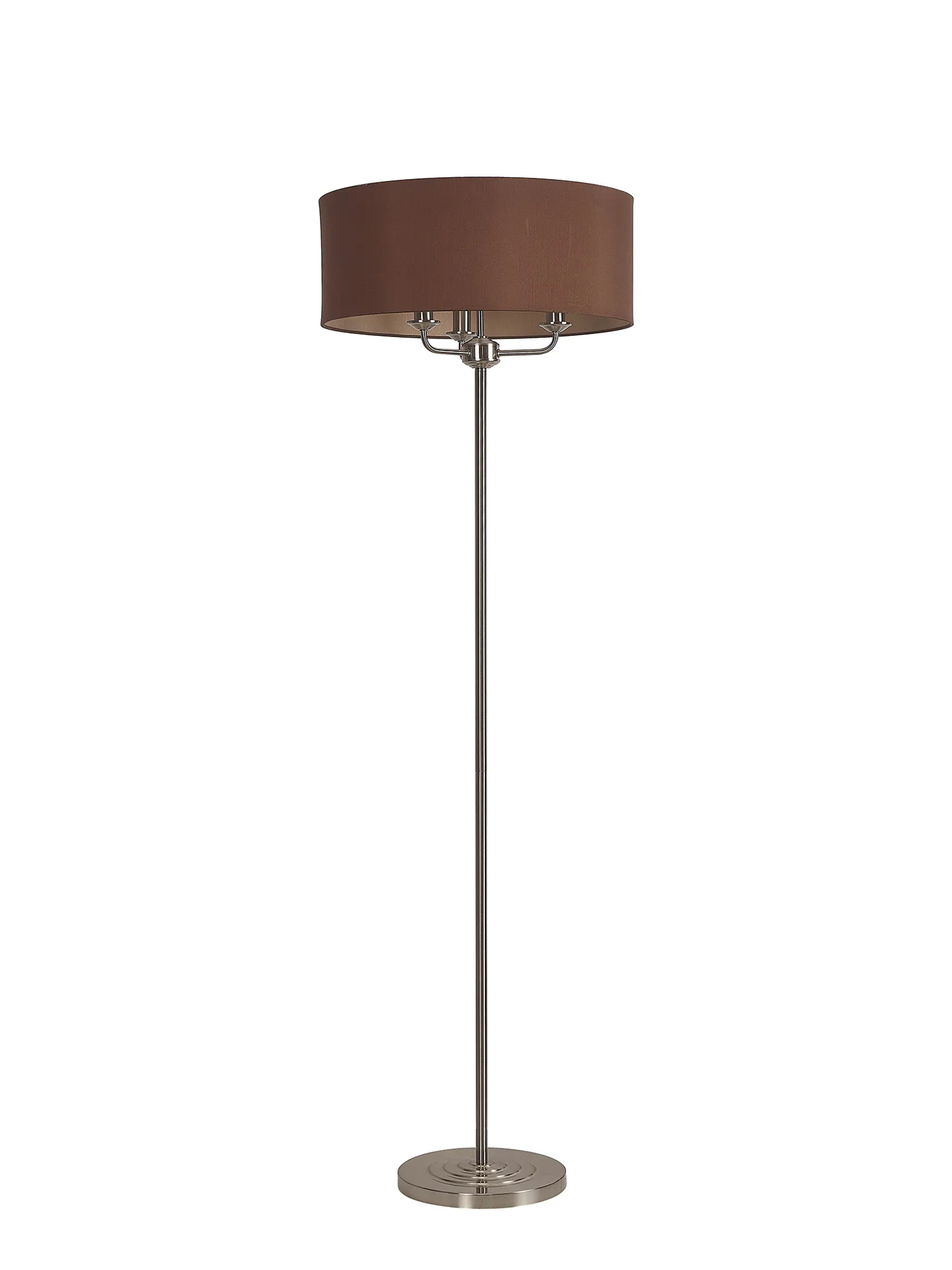 Banyan 45cm 3 Light Floor Lamp Satin Nickel; Raw Cocoa DK0937  Deco Banyan SN RC